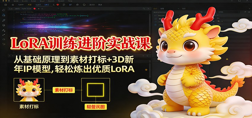 LoRA训练进阶实战课：从基础原理到素材打标+3D新年IP模型，轻松炼出优质LoRA-E家云商