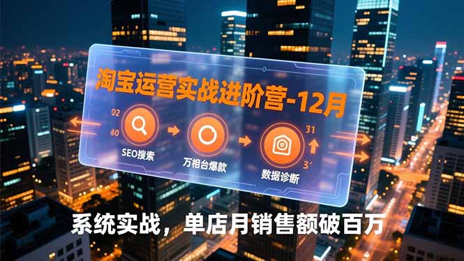 淘宝运营实战进阶营-12月：SEO搜索、万相台爆款、数据诊断，系统实战，单店月销售额破百万-E家云商