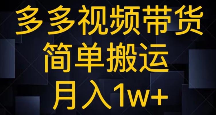 多多视频带货，简单搬运月入1w+-E家云商