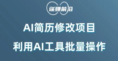 AI简历修改项目，利用AI工具批量化操作，小白轻松日200+-E家云商