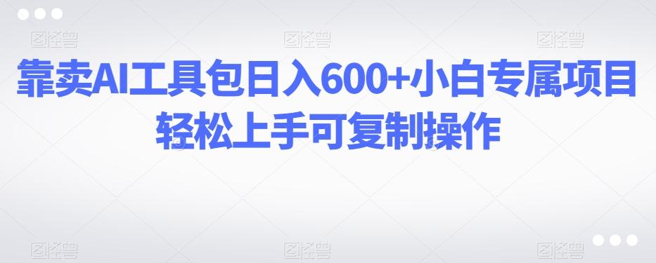 靠卖AI工具包日入600+小白专属项目轻松上手可复制操作-E家云商