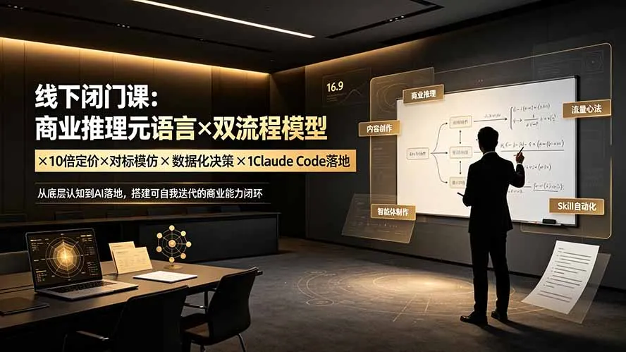 线下闭门课：商业推理元语言×双流程模型×10倍定价×对标模仿×数据化决策×Claude Code落地，击穿认知盲区-e家网