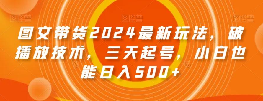 图文带货2024最新玩法，破播放技术，三天起号，小白也能日入500+【揭秘】-e家网
