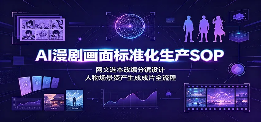 AI漫剧画面标准化生产SOP：网文选本改编分镜设计，人物场景资产生成成片全流程-e家网