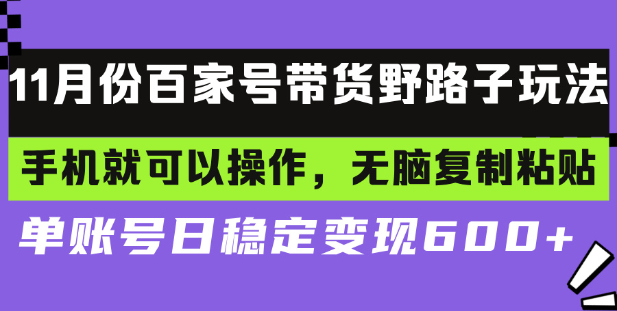 百家号带货野路子玩法 手机就可以操作，无脑复制粘贴 单账号日稳定变现…-E家云商