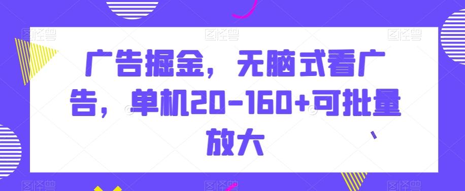 广告掘金，无脑式看广告，单机20-160+可批量放大【揭秘】-e家网