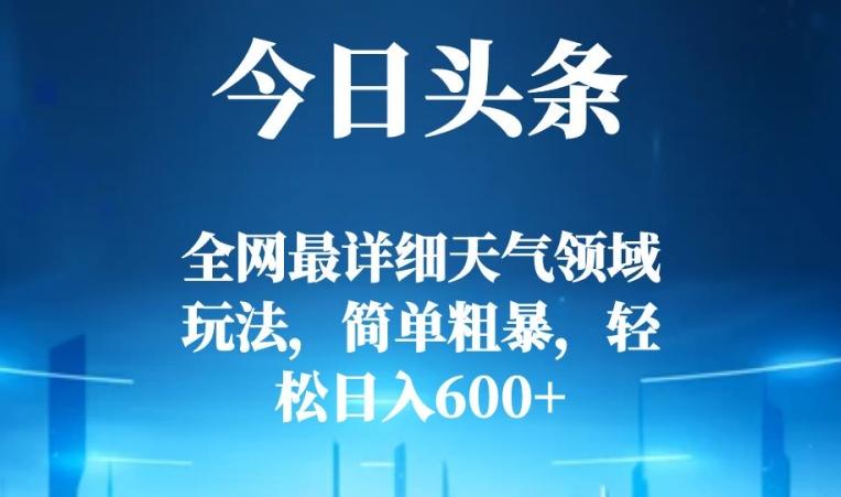 今日头条全网最详细天气领域玩法，简单粗暴，轻松日入600+-e家网