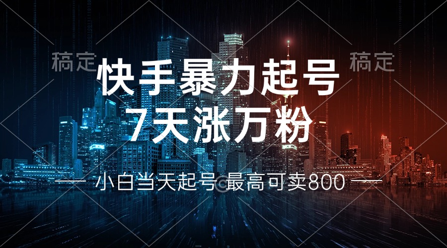 快手暴力起号，7天涨万粉，小白当天起号 多种变现方式，账号回收，单月...-E家云商
