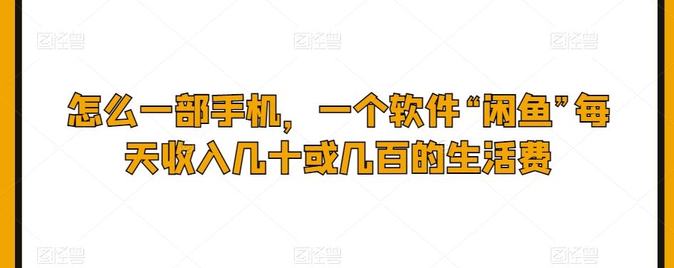 怎么一部手机，一个软件“闲鱼”每天收入几十或几百的生活费-E家云商