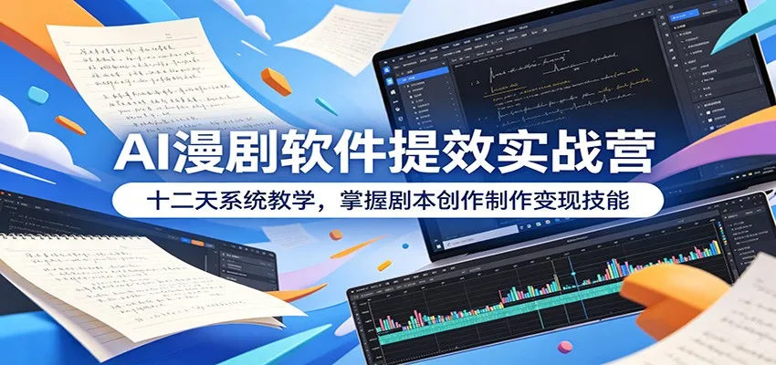 AI漫剧软件提效实战营：十二天系统教学，掌握剧本创作制作变现技能-e家网