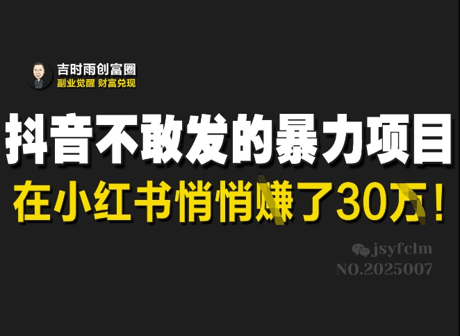 抖音不敢发的暴利项目，在小红书悄悄挣了30W-E家云商