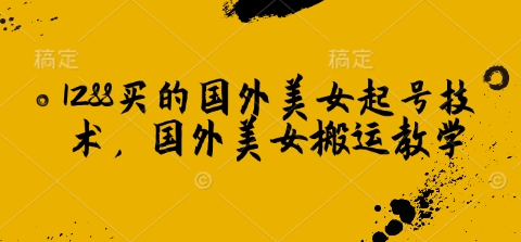 1288买的国外美女起号技术，国外美女搬运教学-E家云商