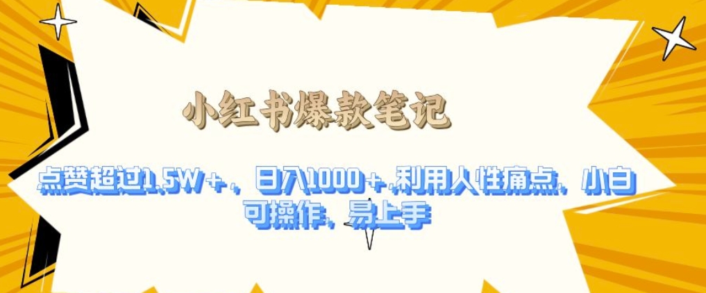 利用人性的痛点，打造爆款笔记，获得点赞超过1.5W+，日入1k【揭秘】-E家云商