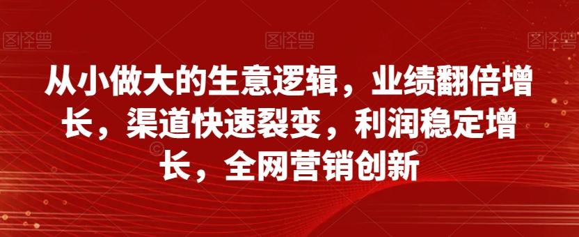 从小做大的生意逻辑，业绩翻倍增长，渠道快速裂变，利润稳定增长，全网营销创新-E家云商