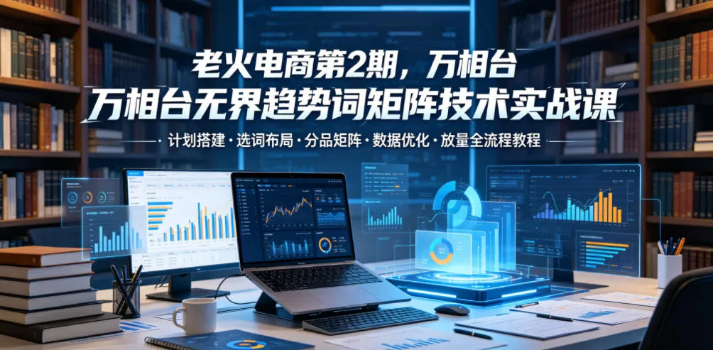 老火电商第2期，万相台无界趋势词矩阵技术实战课，计划搭建・选词布局・分品矩阵・数据优化・放量全流程教程-e家网