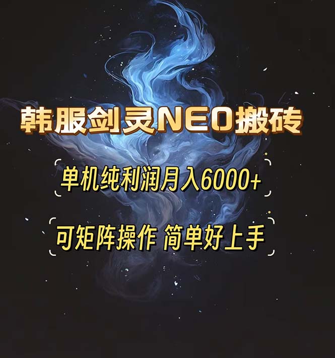 韩服剑灵NEO搬砖攻略，单机纯利润月入6000+ 可矩阵操作，简单好上手。-E家云商