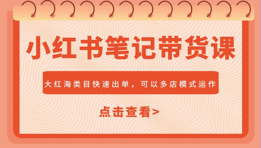 小红书笔记带货课，大红海类目快速出单，市场大，可以多店模式运作-E家云商