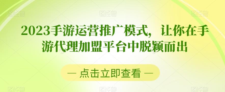 2023手游运营推广模式，让你在手游代理加盟平台中脱颖而出-E家云商