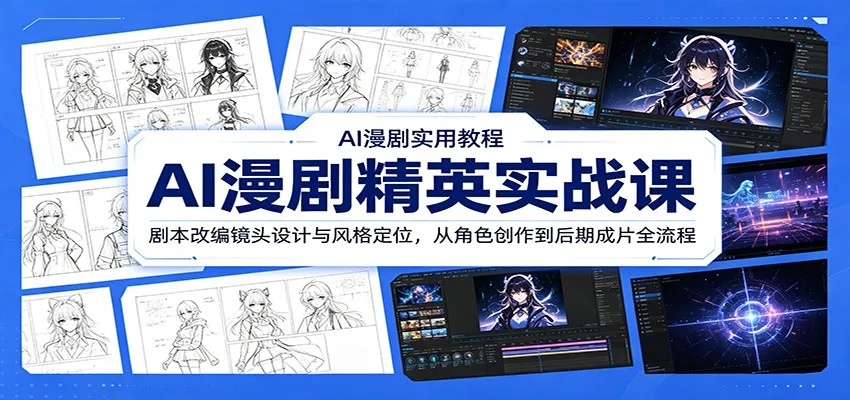 AI漫剧精英实战课：剧本改编镜头设计与风格定位，从角色创作到后期成片全流程-e家网