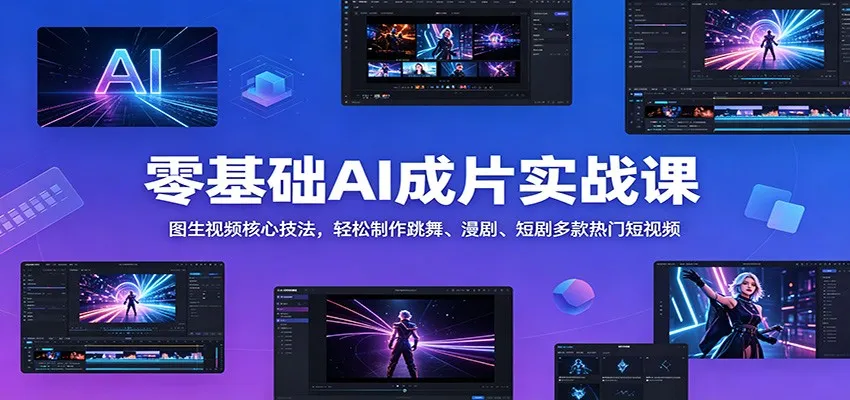 零基础AI成片实战课：图生视频核心技法，轻松制作跳舞、漫剧、短剧多款热门短视频-e家网