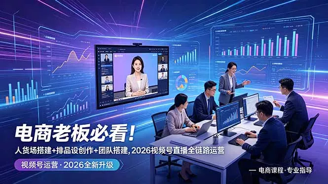 电商老板必看！人货场搭建+排品设计+素材创作+团队搭建，2026视频号直播全链路运营-e家网