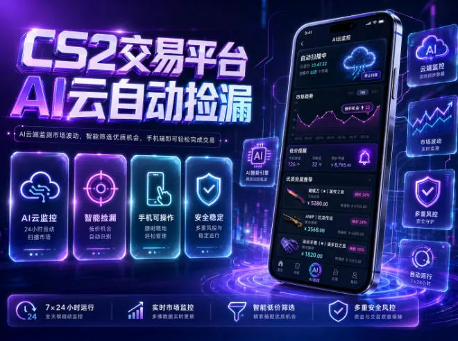 CS2交易平台AI云自动捡漏，多年稳定运行，无需手机，支持任何形式验证，日入300+【揭秘】-e家网