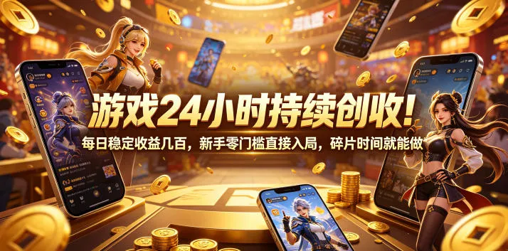 游戏24小时持续创收！每日稳定收益几百，新手零门槛直接入局，碎片时间就能做【揭秘】-e家网