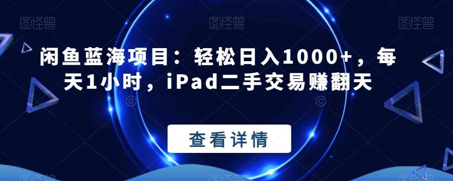 闲鱼蓝海项目：轻松日入1000+，每天1小时，iPad二手交易赚翻天-E家云商