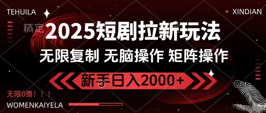 2025短剧拉新玩法，无需注册登录，无限0撸，无脑批量操作日入2000+-E家云商