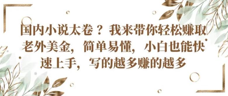 国内小说太卷 ?带你轻松赚取老外美金，简单易懂，小白也能快速上手，写的越多赚的越多【揭秘】-E家云商