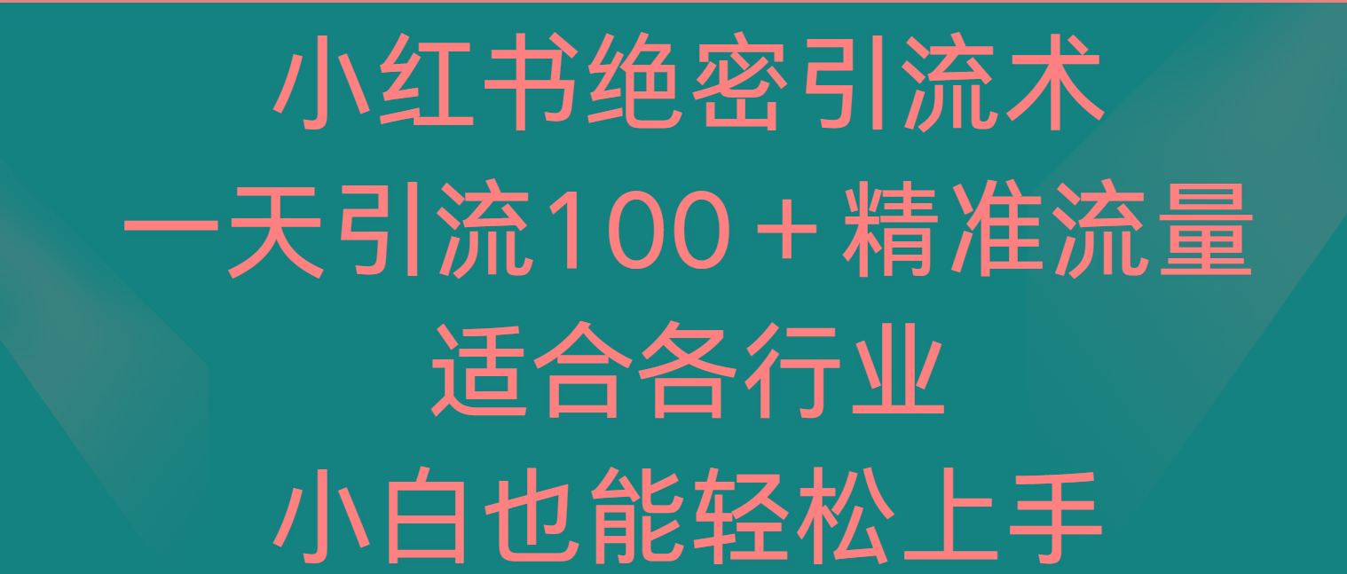 小红书绝密引流术，一天引流100＋精准流量，适合各个行业，小白也能轻松上手-E家云商