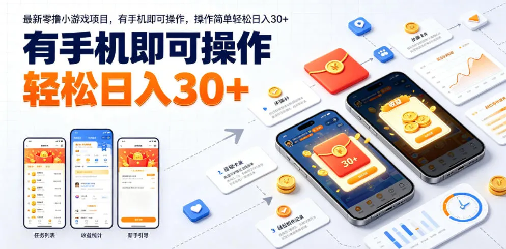 最新零撸小游戏项目，有手机即可操作，操作简单轻松日入30+-e家网