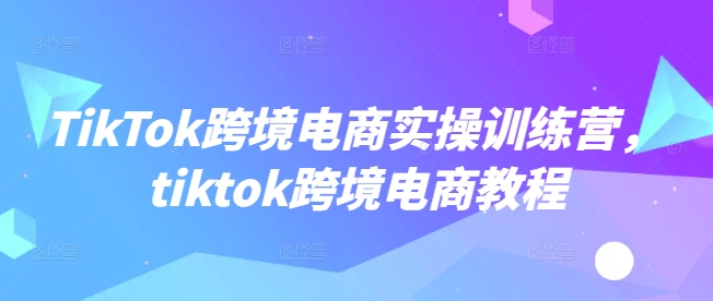 TikTok跨境电商实操训练营，tiktok跨境电商教程-E家云商