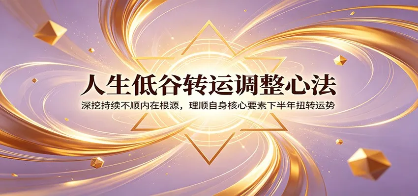 人生低谷转运调整心法：深挖持续不顺内在根源，理顺自身核心要素下半年扭转运势-e家网