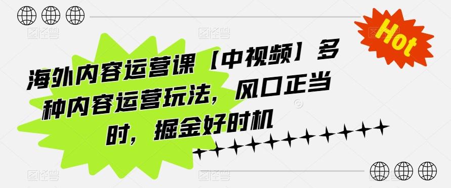 海外内容运营课【中视频】多种内容运营玩法，风口正当时，掘金好时机-E家云商