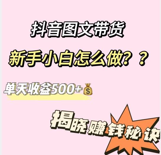 抖音图文带货，新手小白怎么做？单天收益500+【揭秘赚钱秘诀】-e家网