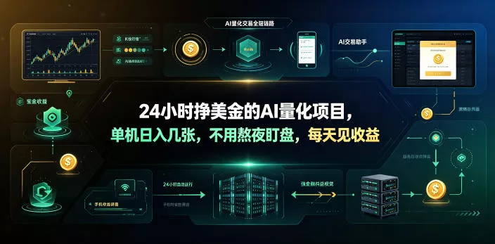 24小时挣美金的AI量化项目，单机日入几十美刀，不用熬夜盯盘，每天见收益【揭秘】-e家网