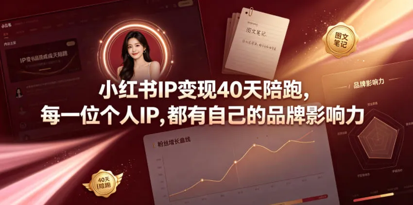 小红书IP变现40天陪跑，每一位个人IP，都有自己的品牌影响力-e家网