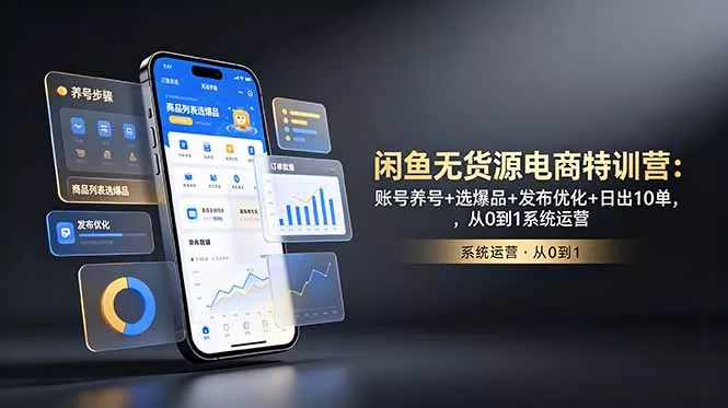 闲鱼无货源电商特训营：账号养号+选爆品+发布优化+日出10单，从0到1系统运营-e家网