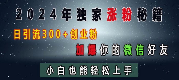 2024年独家涨粉秘籍，日引流300+创业粉，加爆你的微信好友，小白也能轻松上手-E家云商