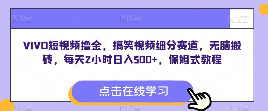 VIVO短视频撸金，搞笑视频细分赛道，无脑搬砖，每天2小时日入500+，保姆式教程-e家网