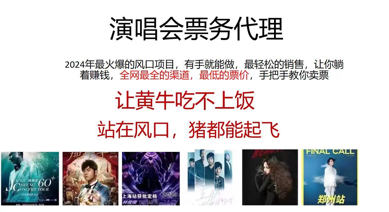 演唱会票务代理，2024年最火爆风口项目，全网最低的票价，小白一分钟上…-E家云商