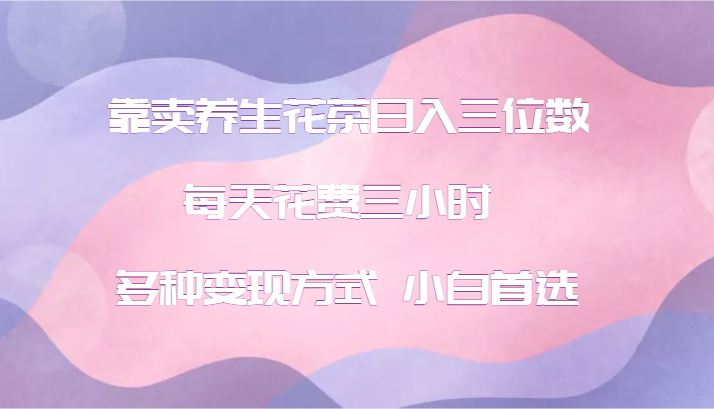靠卖养生花茶日入三位数，每天花费三小时 多种变现方式 小白首选-E家云商