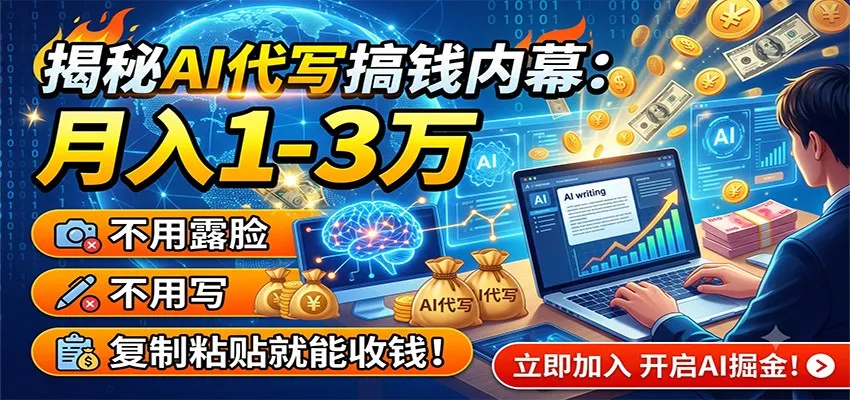 揭秘AI代写搞钱内幕：月入1-3万，不用露脸不用写，复制粘贴就能收钱！-e家网