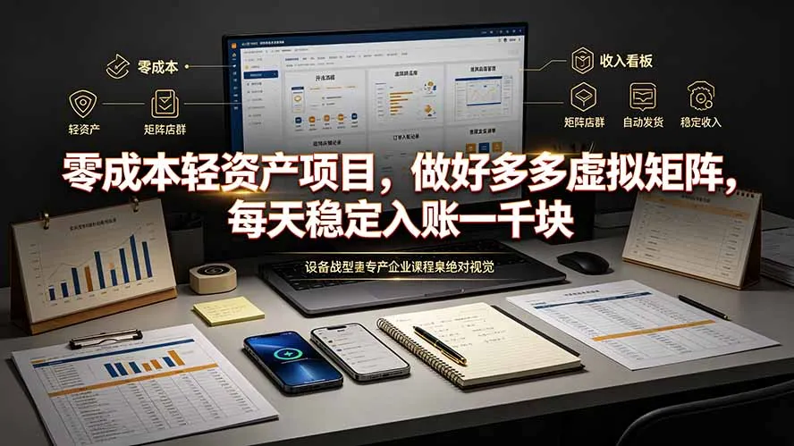 零成本轻资产项目，做好多多虚拟矩阵，每天稳定入账一千块-e家网