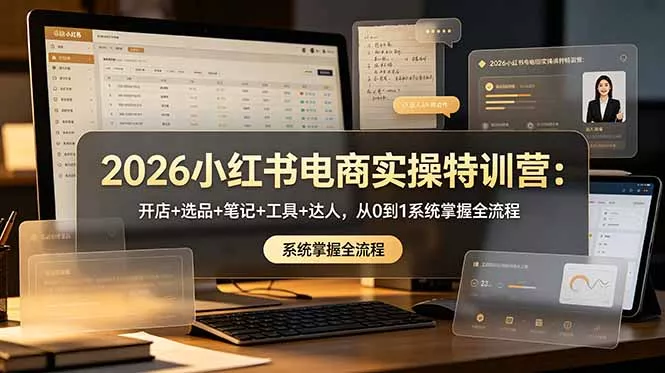 2026小红书电商实操特训营：开店+选品+笔记+工具+达人，从0到1系统掌握全流程-e家网