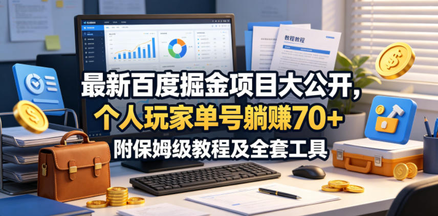最新百度掘金项目大公开，个人玩家单号躺賺70+，附保姆级教程及全套工具【揭秘】-E家云商