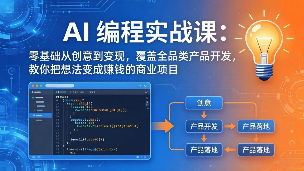 （18857期）AI编程实战课-第三期-6月更新：零基础从创意到变现，覆盖全品类产品开发，把想法变成赚钱项目-e家网