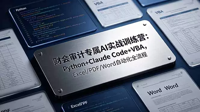 财会审计专属 AI实战训练营：Python+Claude Code+VBA，Excel/PDF/Word自动化全流程-e家网
