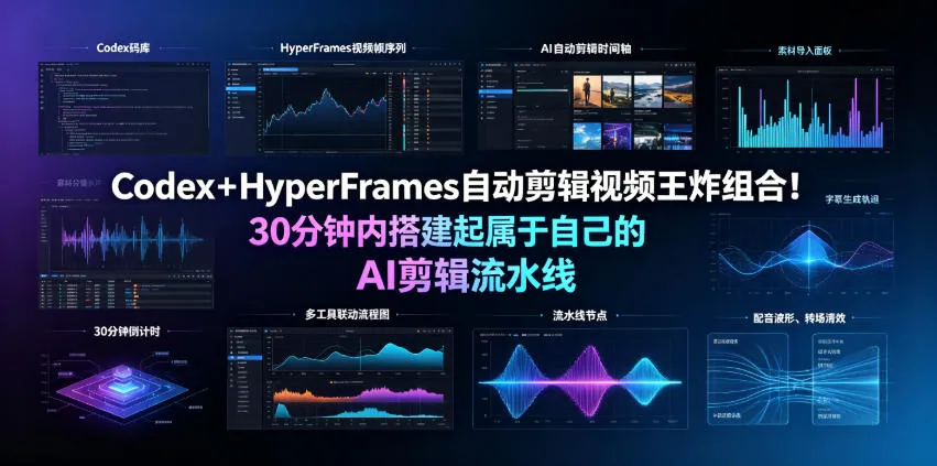 Codex＋HyperFrames自动剪辑视频王炸组合！30分钟内搭建起属于自己的AI剪辑流水线(完整版实操教程手册)-e家网